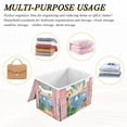 thumbnail image 6 of Yayeee Collapsible Cube Storage Bin with Lid Fabric Closet Decorative Basket with Handles, Pink Seaside Boat, 6 of 7