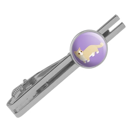 Munchkin Cat Round Tie Bar Clip Clasp Tack Silver Color Plated