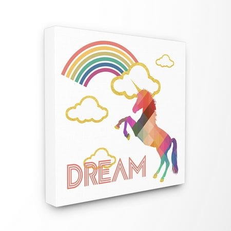 - The Kids Room by Stupell Dream Rainbow Golden Unicorn Stretched Canvas Wall Art, 24 x 1.5 x 24