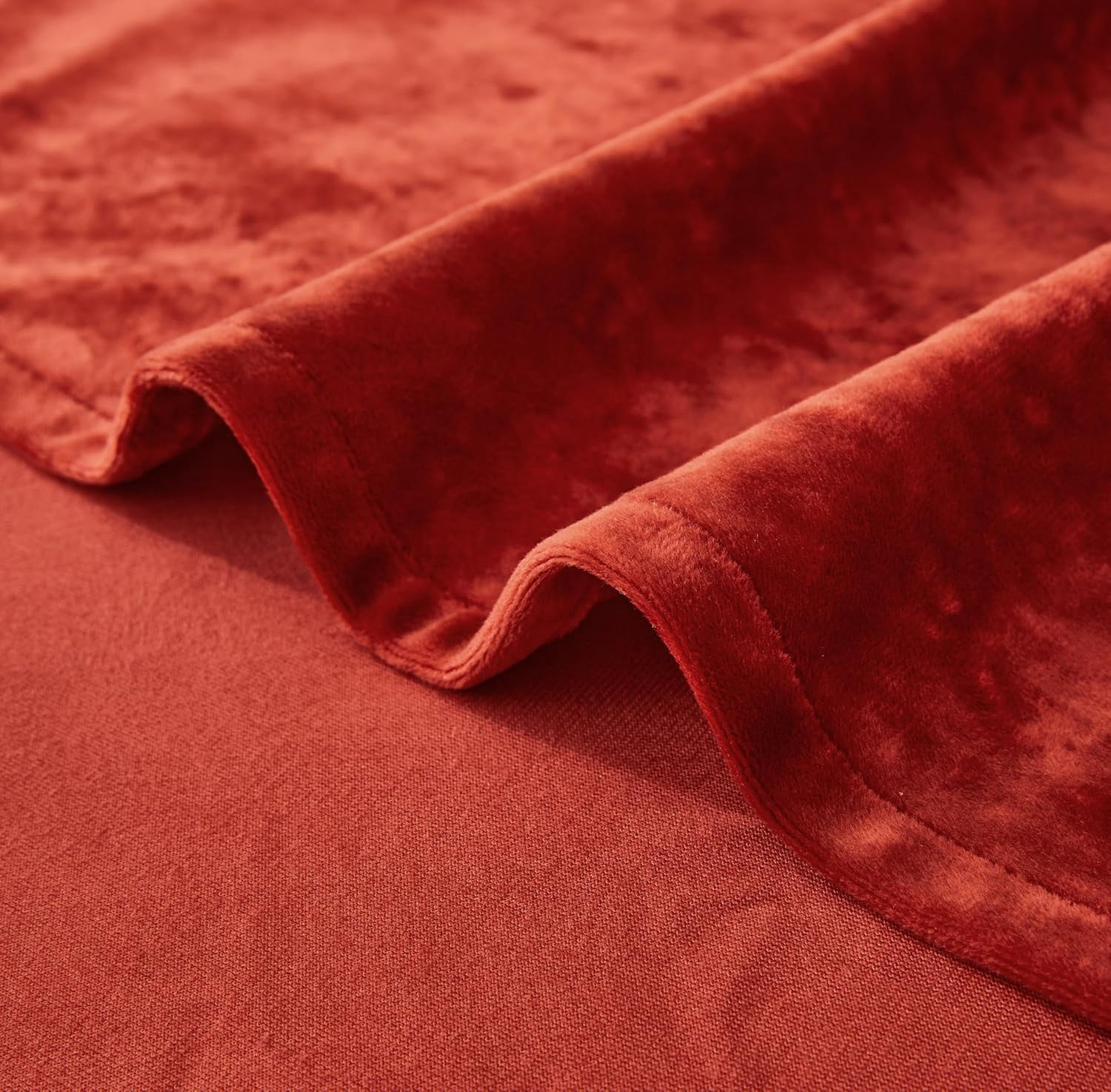 Chezmoi Collection Lux Brick Red Crushed Velvet Curtains 2 Panel Set, Room Darkening Luxury Distressed Velvet Rod Pocket Window Drapes for Living Room Bedroom 50" W x 84" L