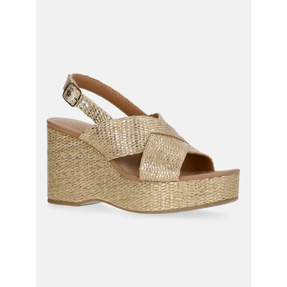 Time and Tru Women's Crossband Wedge Sandal
