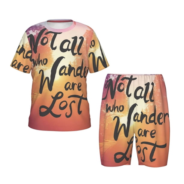 Balery Not All Who Wander Are Lost Conjunto de Pijama Infantil de Manga Corta con Estampado – Ropa de Dormir de Algodón Suave-3X-Large