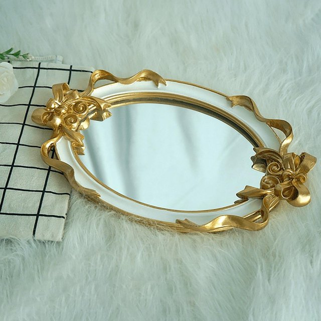 de baño europea , de cocina decorativa, de espejo, laves de cosméticos blanco Soledad Bandeja de espejo de baño
