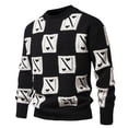 thumbnail image 2 of Men's Long Sleeve Sweaters Mock Neck Color Block Sweater Casual Pullover Tops Trendy Jacquard Sweatshirt Black 3XL, 2 of 9