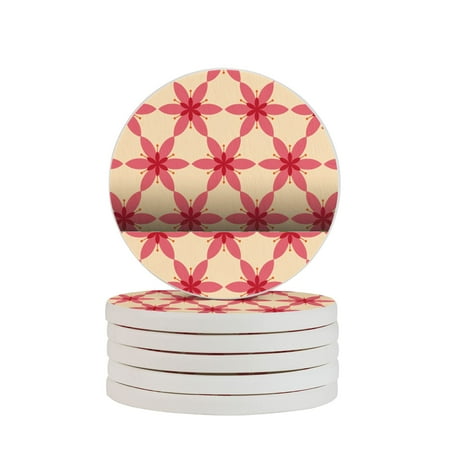 

Circular Drink Coasters Set Retro Seamless Floral Pattern Beautiful Home Decor Diatomite Heat-Resistant Diatomite Protect Table Countertop