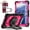 Black+Rose red, variant on Case for Samsung Galaxy Tab A9 8.7 Inch 2023 Model (SM-X110/X115/X117) Contrast Color Multi-functional Cover With 360 Rotating Stand and Shoulder Strap