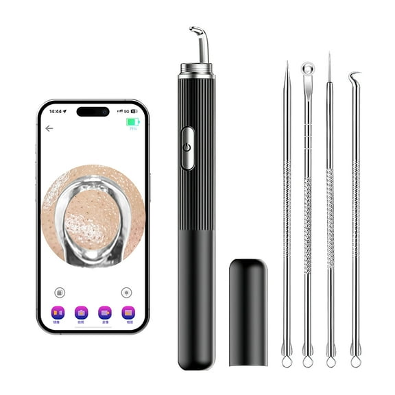 Electric Blackhead Remover with 50X HD Camera, 1296P Visual Pore Cleaner Tool Kit for Deep Face Cleaning,Black