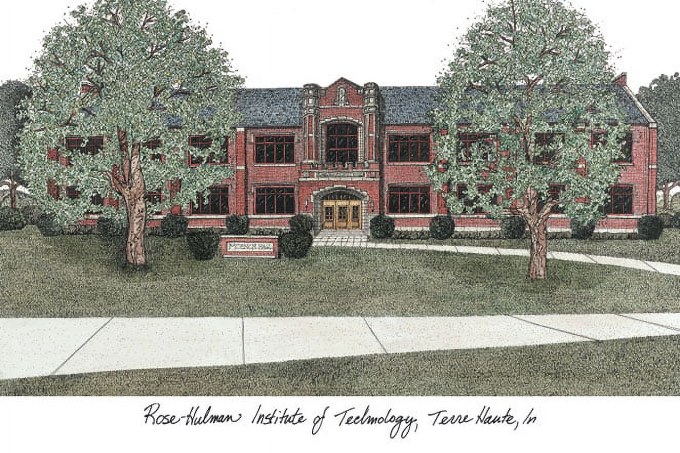 Rose Hulman Institute of Technology 11w x 8.5h Manhattan Black Single Mat Gold Embossed Diploma Frame with Bonus Campus Images Lithograph (value savings at $59)