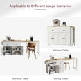 thumbnail image 5 of Îlot de Cuisine de 74,5 Pouces avec Table à Manger Extensible, Îlot de Cuisine Roulant sur Roulettes avec Porte-Épices et 2 Tiroirs, Chariot de Rangement de Cuisine avec Armoire à 4 Portes, pour Cuisine, Salle à Manger, Blanc, 5 of 5