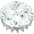 thumbnail image 3 of Spring Leaf Floral Sage Green Tablecloth Round 60 Inch Ruitic Watercolor Table Cloth Waterproof Fabric Farmhouse Green Grey Leaves Tablecloths Decorative for Holiday Home Party, 3 of 5