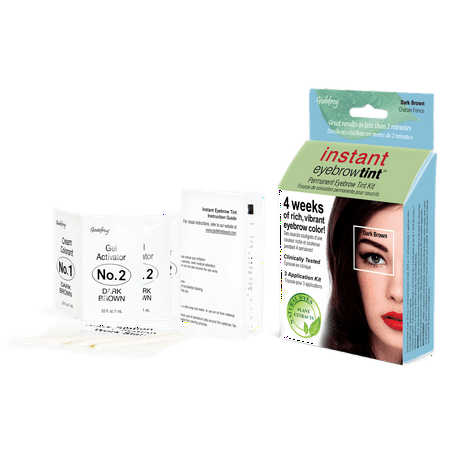 Godefroy Instant Eyebrow Tint, 3 application kit, Dark (Best Drugstore Eyebrow Kit Uk)