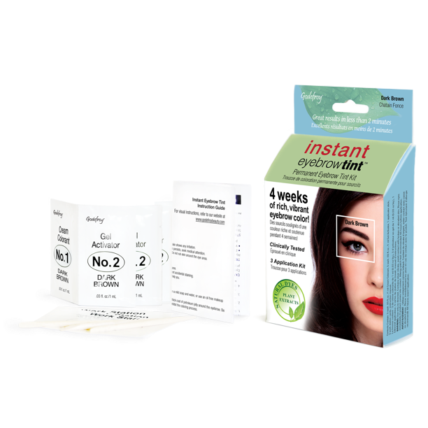 Godefroy Instant Eyebrow Tint, 3 application kit, Dark Brown