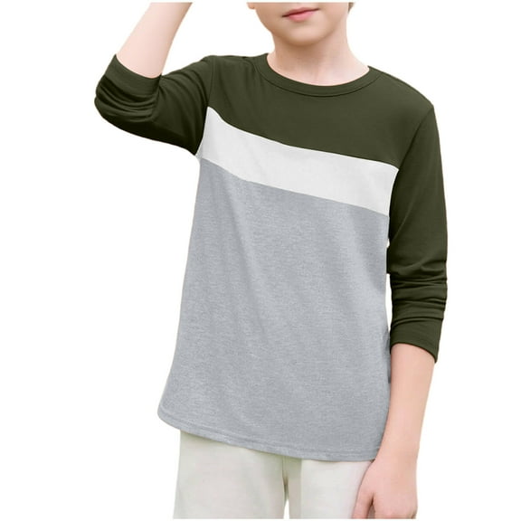 Casual T Shirts for Boys & Girls Long Sleeve Crewneck Tops Size 3-14 Teens Pullover Color Block Loose Comfort Basic Going Out Athletic Tees Top