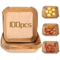 thumbnail image 1 of 100pcs Air Fryer Disposable Parchment Paper Liner Oil-proof Paper Tray Non-stick Baking Mat Air Fryer Accessories Square, 1 of 3