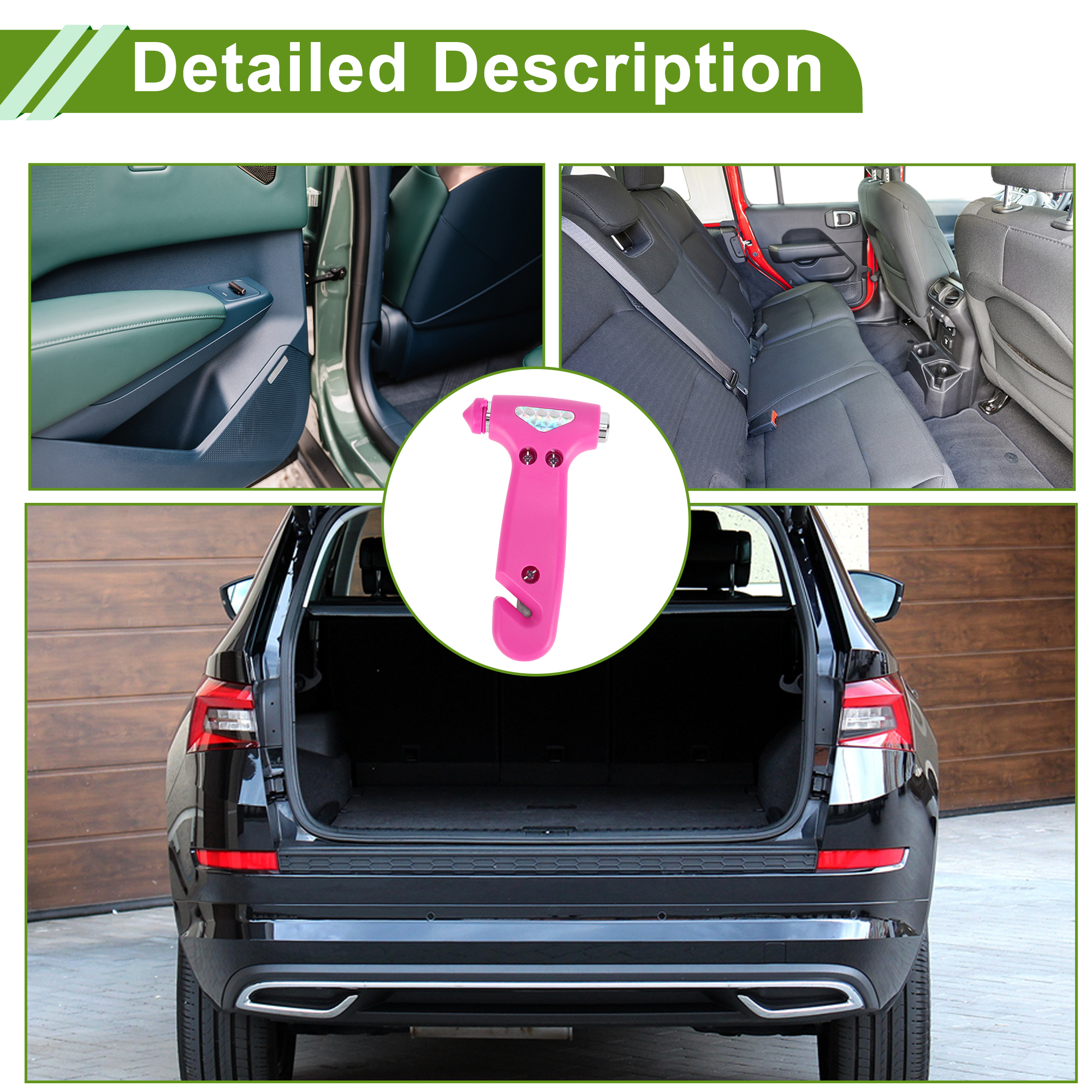 Unique Bargains Universal Car Safety Hammer Escape Tool Black Red