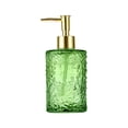 thumbnail image 3 of Lekihaqq Glass Soap Dispenser Bottle Thickened Hammered Texture Leakproof Pump Reusable Hand Soap Shampoo Lotion Container For Bathroom Kitchen Hotel Mint Green Clear Amber Pump Style Home Use, 3 of 7