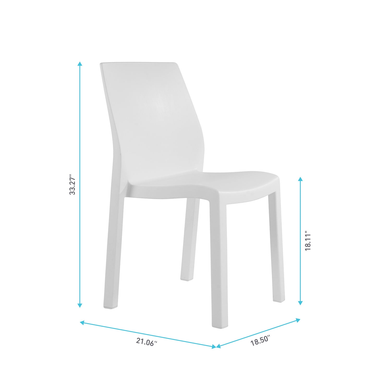 WRGHOME Palma Modern Outdoor/Indoor Plastic Resin Stacking Patio Dining Chairs  (Set of 2) - WHITE