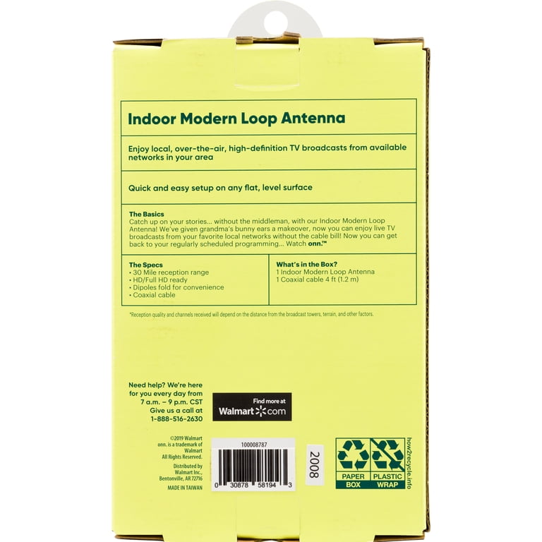 onn Indoor Modern Loop TV Antenna - 30 Mile Range photo 7