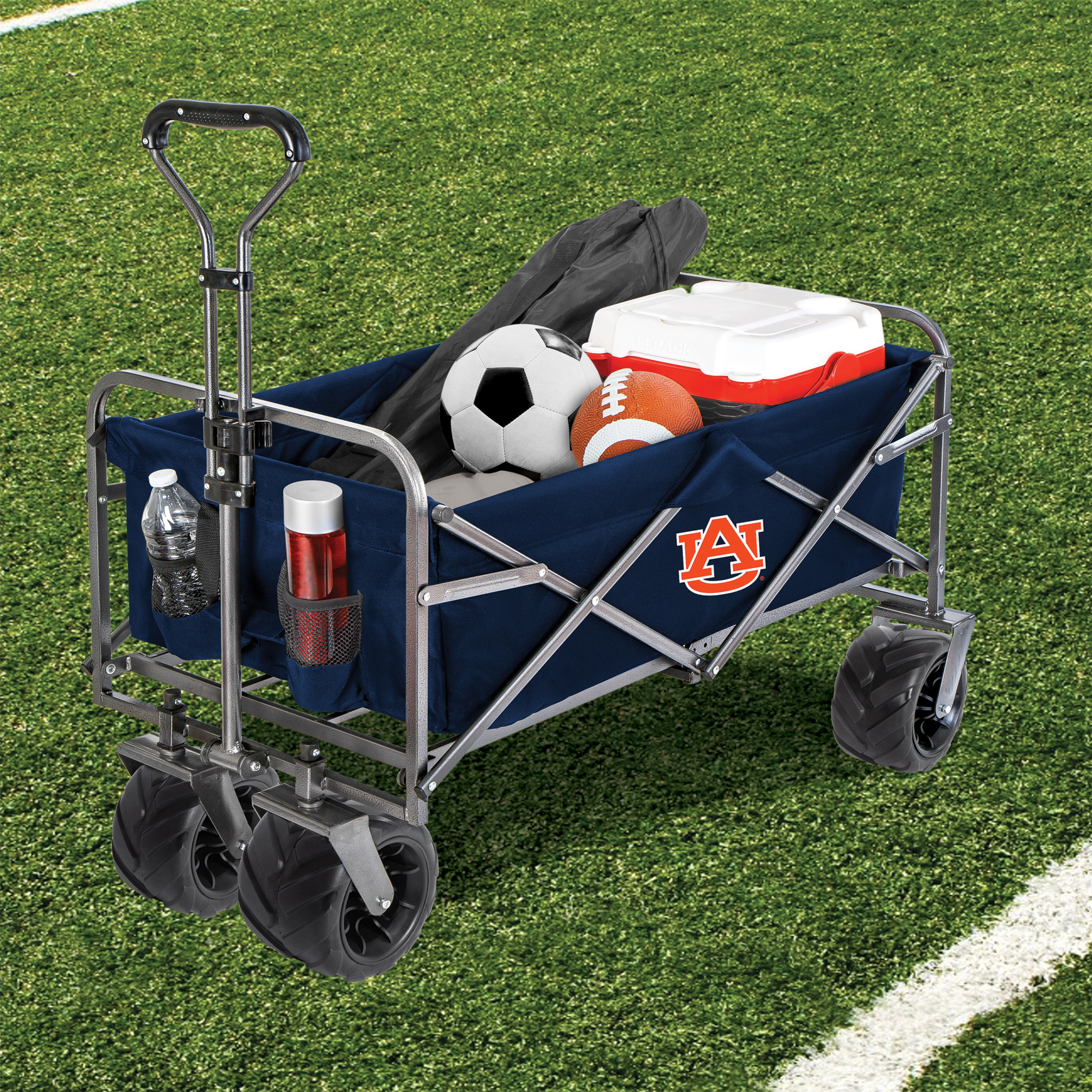 Smart Design Collegiate Heavy-Duty Utility Collapsible Sports Wagon –Auburn Tigers