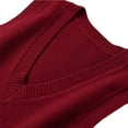 thumbnail image 3 of Gilet Tricoté Rétro à Col en V pour Femmes - Chandail Décontracté Uni pour le Printemps et l'Automne, 3 of 3