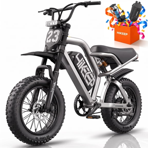 Class 2 Mini Electric Bike for Teenagers, 20 MPH 750W Motor, 48V 15.6Ah Removable Battery, 16 x 3 Fat Tires, Silver, UL2849