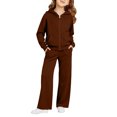 thumbnail image 6 of Angala 2 Piece Outfits For Girls Hooded Long Sleeve Sweatshirt With Wide Leg Pants Set Girls Fall Season Wear Clothes, 6 of 7