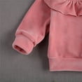 thumbnail image 5 of WIBACKER Baby Girls Fall Velvet Long Sleeve Outfits Toddler Ruffle Sweatshirt Bow Long Pant Clothes, 5 of 10