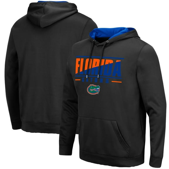 Men's Colosseum Black Florida Gators Slash Stack 2.0 Pullover Hoodie