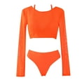 thumbnail image 1 of WREESH Women With Chest Pad Without Underwire Long Sleeve Mesh Three Piece Set Swimsuit, 1 of 6