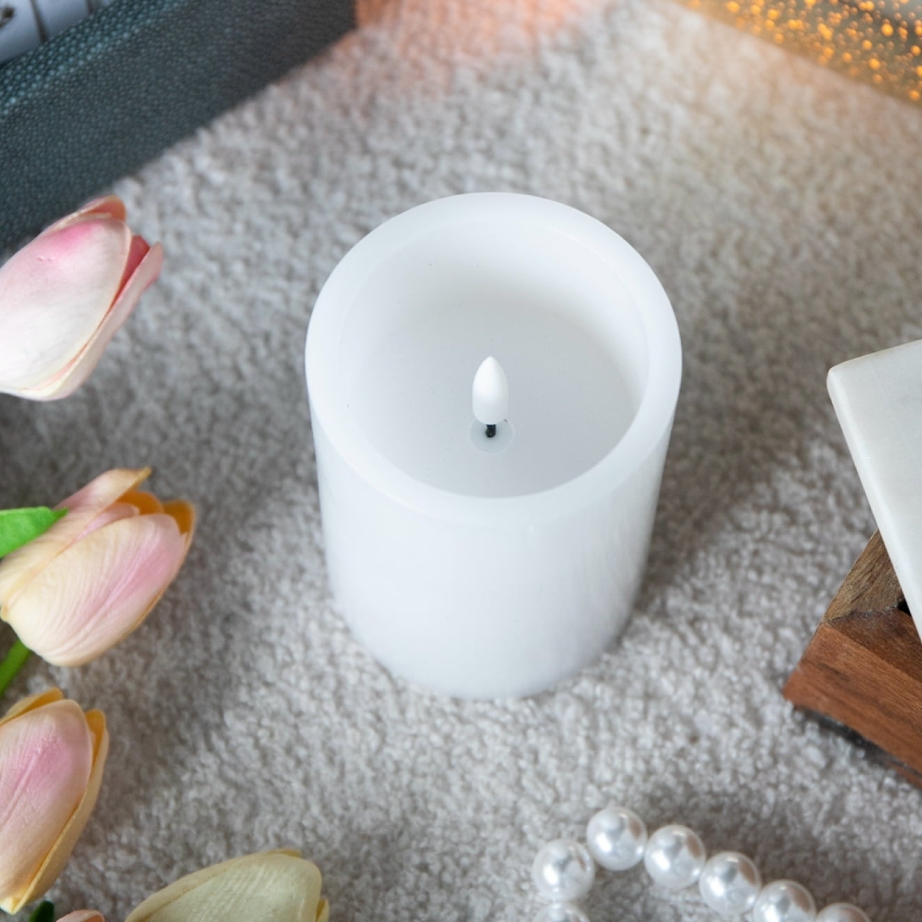 Gzxs Flameless LED Candles Set of 3, Realistic Pillar Candles with Remote and Timer, Battery Operated Candles for Room Fall Decor Wedding Christmas Decorations (White)
