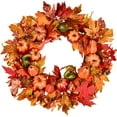 thumbnail image 1 of Coolmade Artificial 20 inch Fall Wreath Door Wreath Autumn Wreath Maple Pumpkin Wreath Fall Decorations, Harvest Thanksgiving Door Wreath for Front Door, 1 of 7