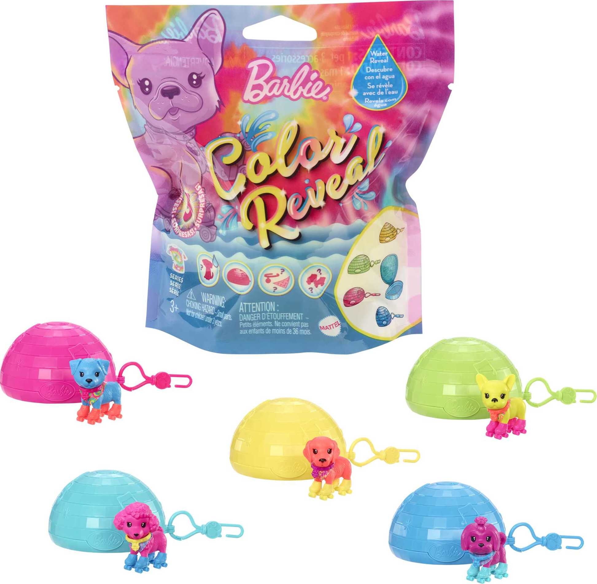 Barbie Color Reveal Pets with Fluorescent Green Coating, Neon Tie-Dye Series (Styles May Vary)
