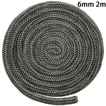

6/8mm 2m Black Stove/Fire Rope Graphite Impregnated Fiberglass Rope Seal Gasket Replacement for Wood Stoves