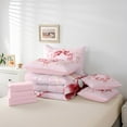 thumbnail image 5 of Castle Fairy Initial Monogrammed 7-Piece Bedding Comforter Set,Pink Bow King Bedding Sets,Floral Flower Ultra Soft Bed Sheets,Super Cozy Alphabet Bedroom Decorative, 5 of 7