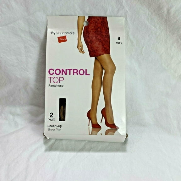 Hanes Styleessentials 2 Pair Control Top Pantyhose Nude Sheer Leg