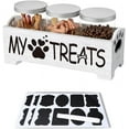thumbnail image 1 of Dog Treat Container,Airtight Dog Food Storage Container with 3 Jars Farmhouse Wood Dog Treat Jars Pet Food Storage Containers for Dog Cat or Small Animals(White), 1 of 9