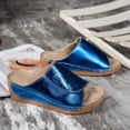 thumbnail image 7 of HNMKIU Beach Sandals Ladies Fashion Solid Color Open Toe Thick Sole Casual Style and Slides for Women Comfortable Daily Beach Shoes Blue,6, 7 of 7