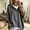 Gray, variant on Women's Henley Hooded Knit Poncho, Solid Loose 3/4 Sleeve Pullover, Lightweight Button-Up Drape Sweater with Drawstring, Beige L