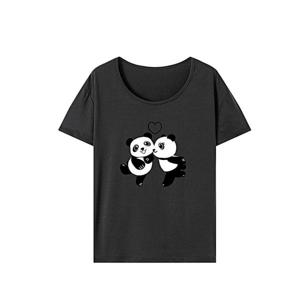 Camiseta básica para mujer Yuyangstore ajuste regular informal cuello redondo poliéster