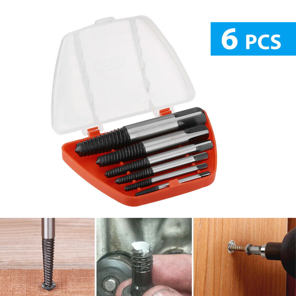 6Pc Screw Extractor Set Easy Out Drill Bits guide Broken Screws Bolt Remover 