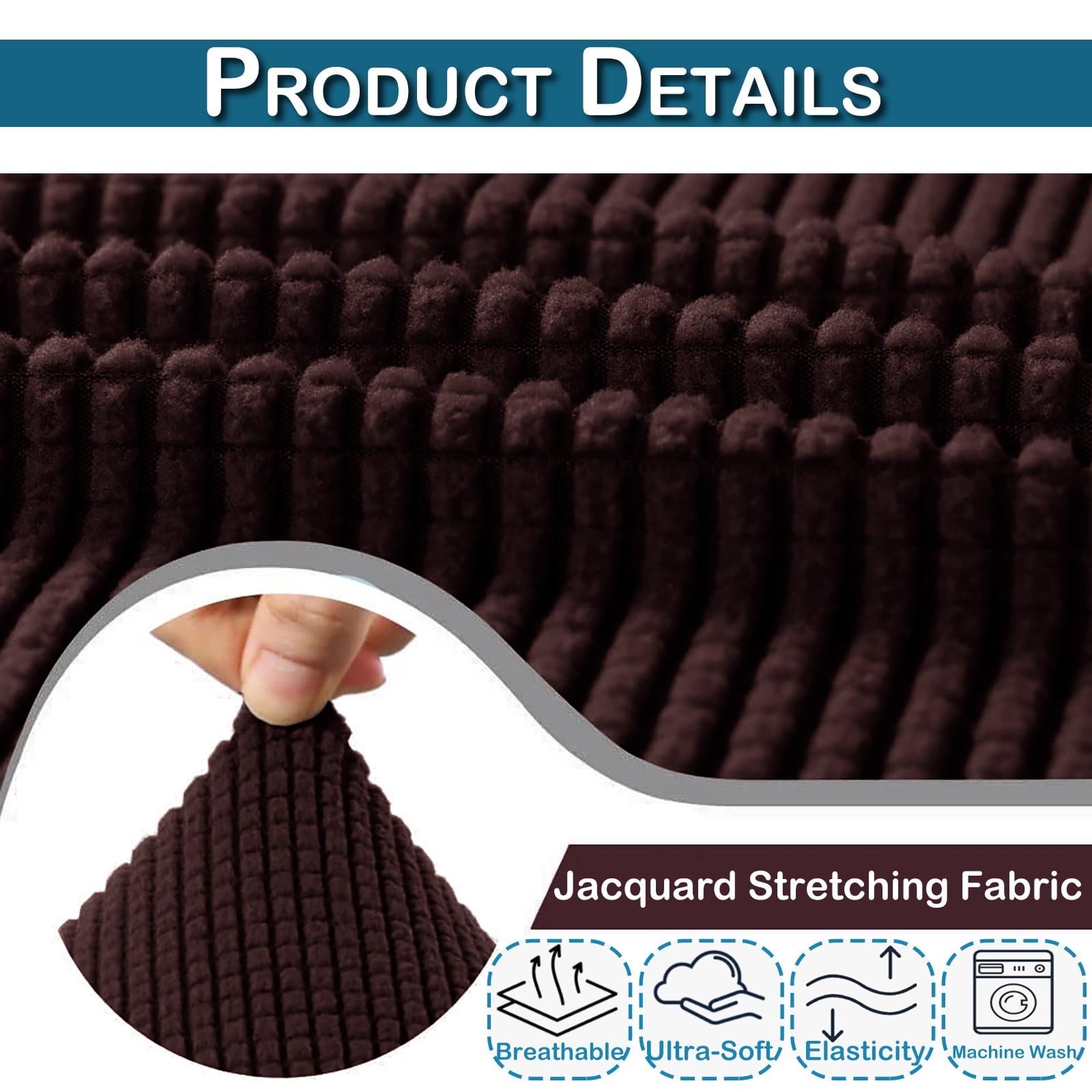 Lapalife Chaise Lounge Cover Indoor, Lounge Sofa Slipcover 1-Piece Stretch Furniture Slipcover with Arms, Brown
