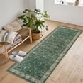 thumbnail image 6 of Washable Runner Rugs, Green 2'X6' Antique Distressed Long Rug, Modern Non Slip Stain Resistant Vintage Print Accent Carpet Floor Mat for Living Room Bedroom Dining Office Farmhouse Hallway Entryway, 6 of 6