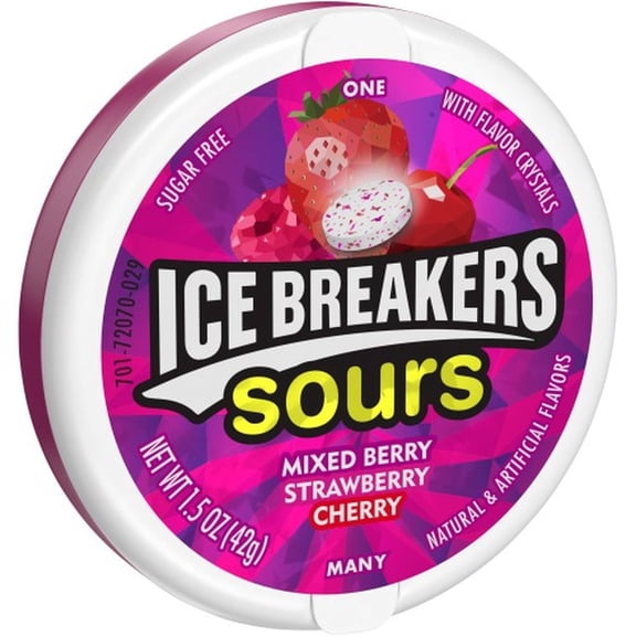 Ice Breakers Sours Sugar Free Mixed Berry Candy (Pack of 18)
