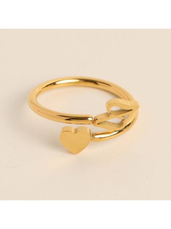 To My Granddaughter Initial Heart Ring Heartfelt Fashion Jewelry Accessory for Loved,One Size,Gold Z