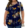 thumbnail image 3 of Fantaslook Womens Plus Size Tops Tunic Short Sleeve Shirts Floral Blouses Loose Summer Tops, 3 of 6