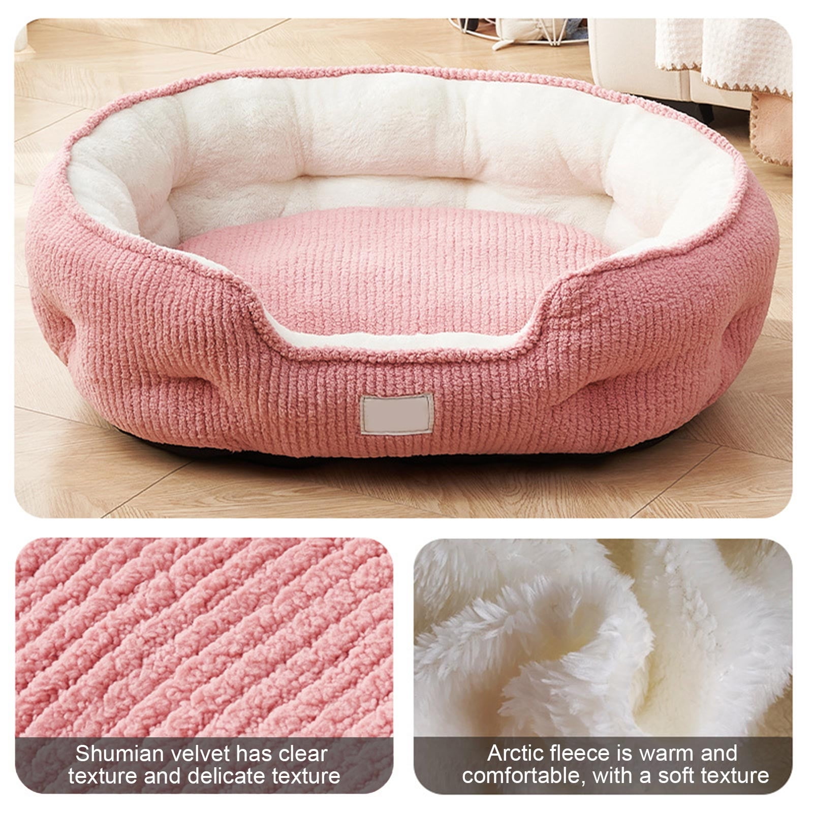 syligr Thick Warm Pet Bed for Cats Dogs Small Animals All Season Soft Plush Cushion Anti-Slip Bottom Washable Cover Cozy Sleeping Pad for Indoor Use Multiple Colors and Patterns