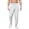 thumbnail image 2 of Men’s Wide Leg Linen Casual Pants Breathable Summer Large Size Bottoms, 2 of 6