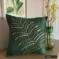 thumbnail image 2 of Pillow Cover 22x22 Green, Luxury Throw Pillow Cover 22x22 inch (55x55 cm), Dark Green Pillow Cover, Leaf Sequins Beaded Pillow Cover, Art Silk Square Throw, Tropical - Floating Leaf, 2 of 9