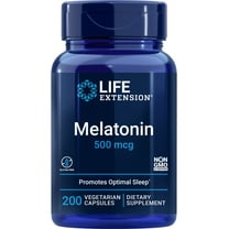 Life Extension Melatonin, 500 mcg – Gently Promotes Sleep, Low Dose, Value Size – Non-GMO, Gluten-Free, Vegetarian – 200 Capsules
