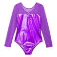 thumbnail image 6 of ranrann Kids Girls Ice Skating Costume Figure Skating Outfit Long Sleeve Metallic Ballet Bodysuit Purple 8, 6 of 7